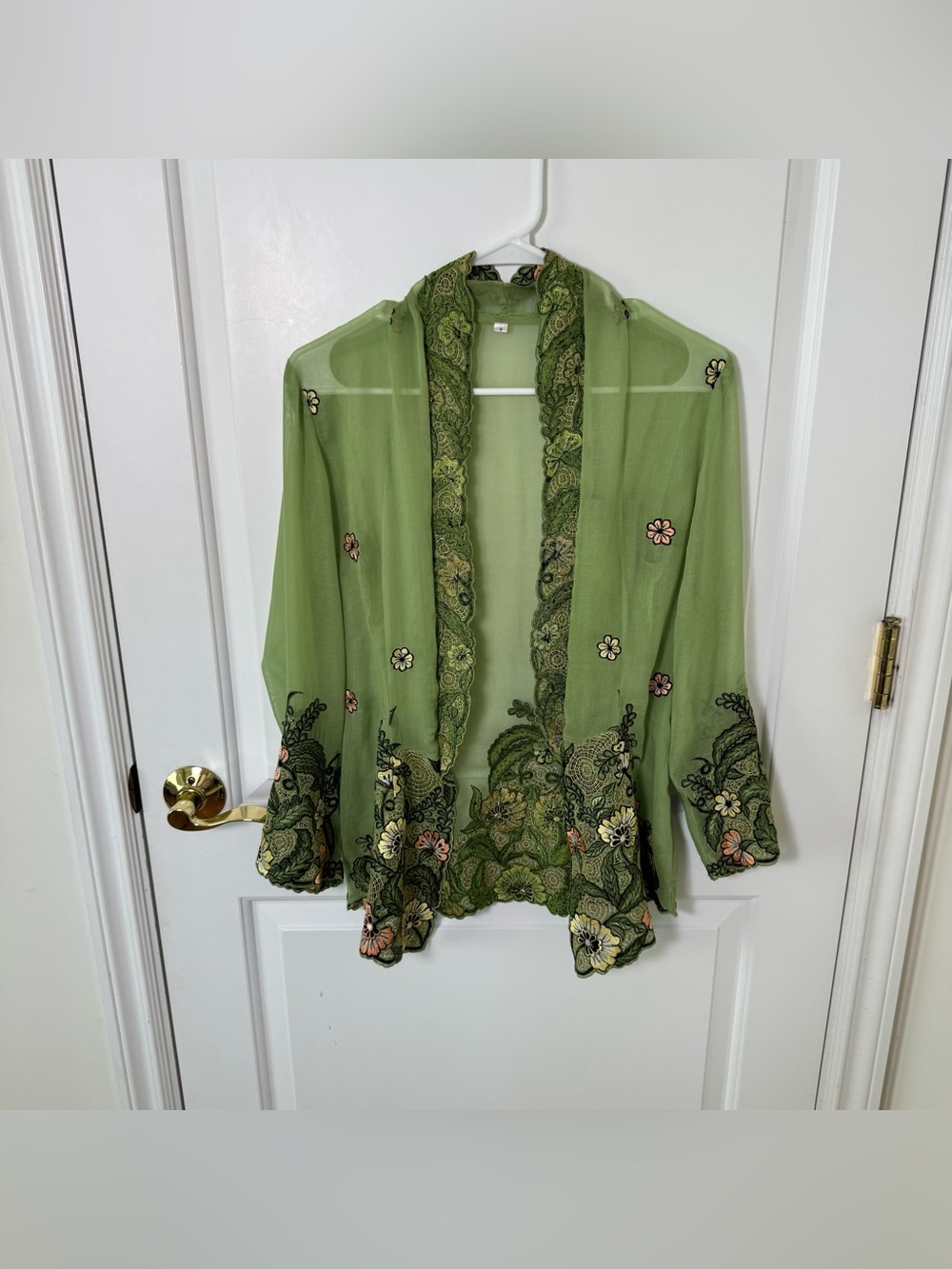 Y2K Fairycore Sheer Embroidered Floral Mesh Cardigan Top Boho Cottagecore